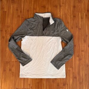 Boys size M Gray and White Quarter-Zip Under Armour Pullover
